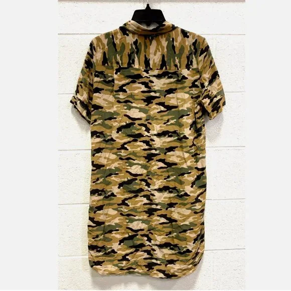 Equipment Femme 100% Silk Shirt Dress Remy Utility Pockets Camo Camouflage Small - Picture 9 of 11